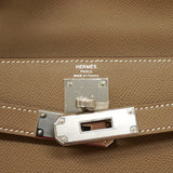 ★SALE【5pd4882-g】エルメス ハンドバッグ ケリー28 ヴォーエプソン エトゥープ シルバー金具 D刻印 2wayバッグ【中古】レディース
