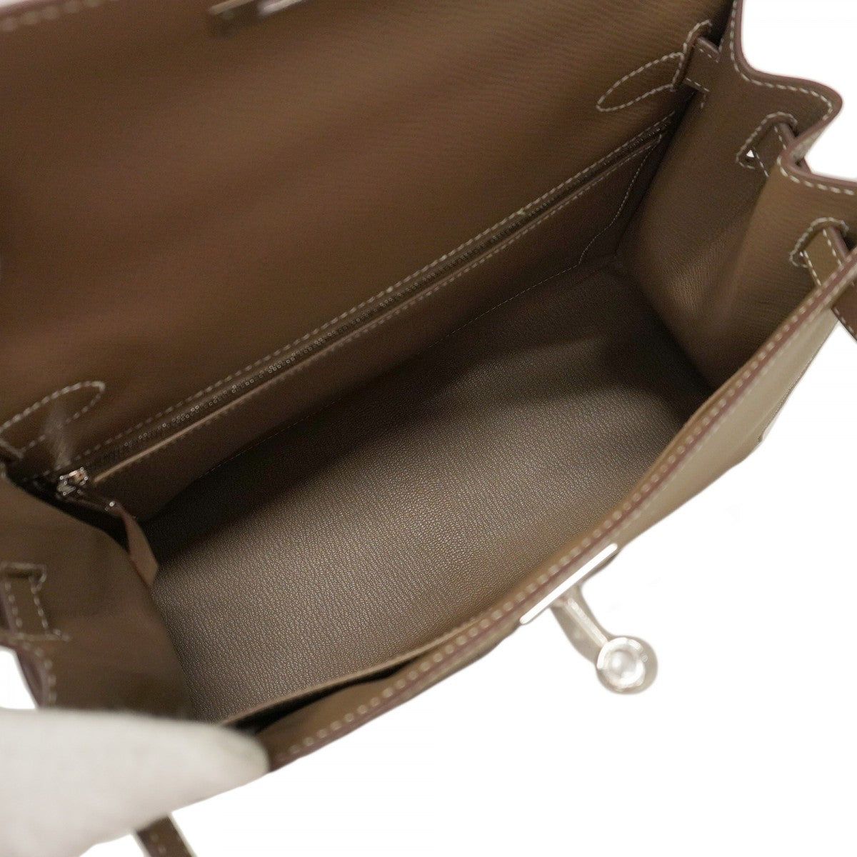 ★SALE【5pd4882-g】エルメス ハンドバッグ ケリー28 ヴォーエプソン エトゥープ シルバー金具 D刻印 2wayバッグ【中古】レディース