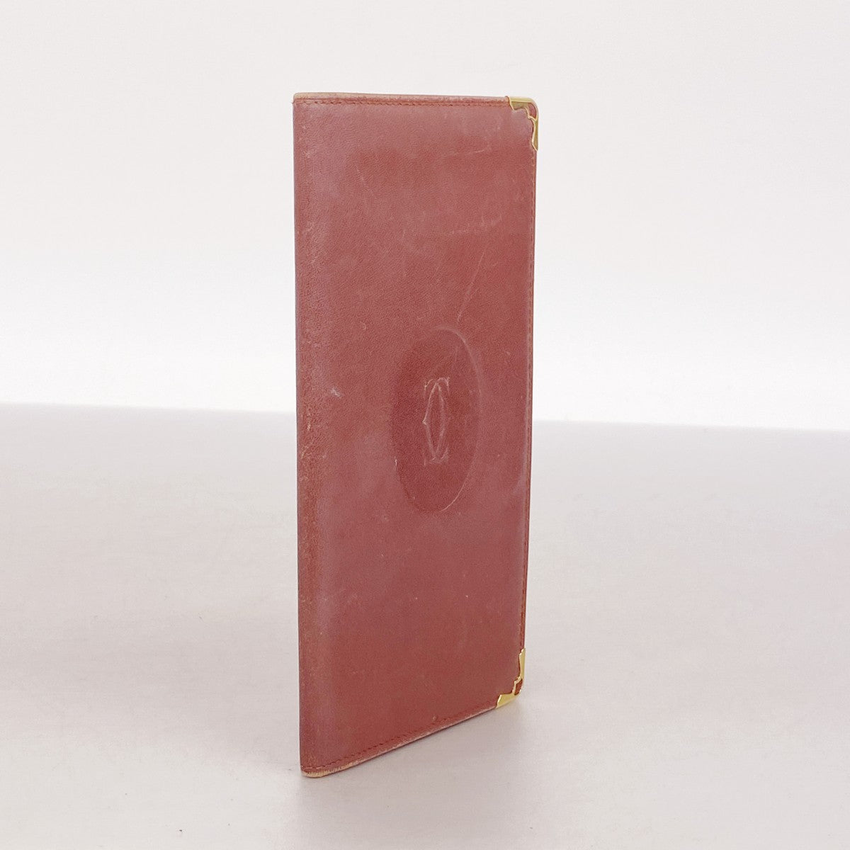 5pd4979】カルティエ 長札入れ マスト レザー ボルドー ゴールド金具