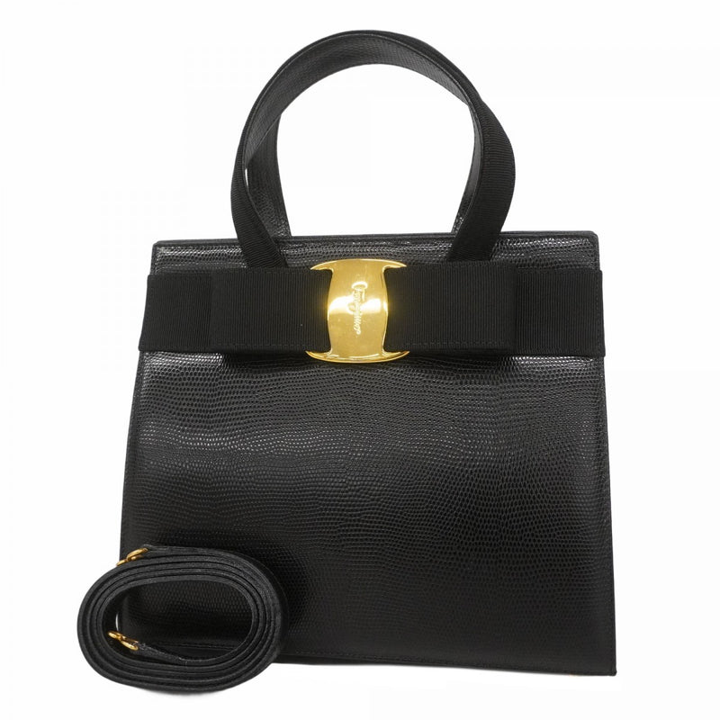 【新品同様】サルバトーレ フェラガモ ヴァラ ブラック ハンドバッグ 5pd5155】サルヴァトーレフェラガモ ハンドバッグ ヴァラ レザー