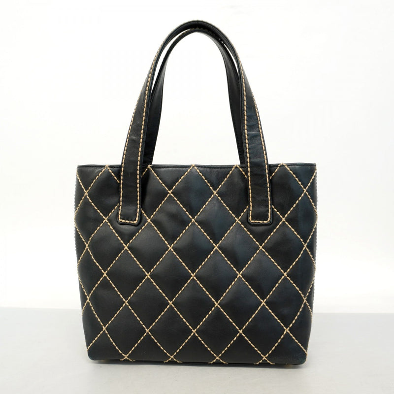 5pd5375-k】シャネル ハンドバッグ ワイルドステッチ ラムスキン