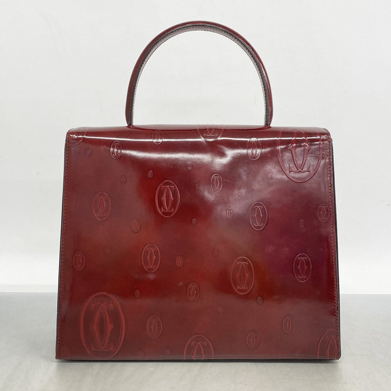 最終価格！Cartier ハッピーバースデー　ボルドー エナメルレザー バック 5pd5390】カルティエ ハンドバッグ ハッピーバースデー エナメル