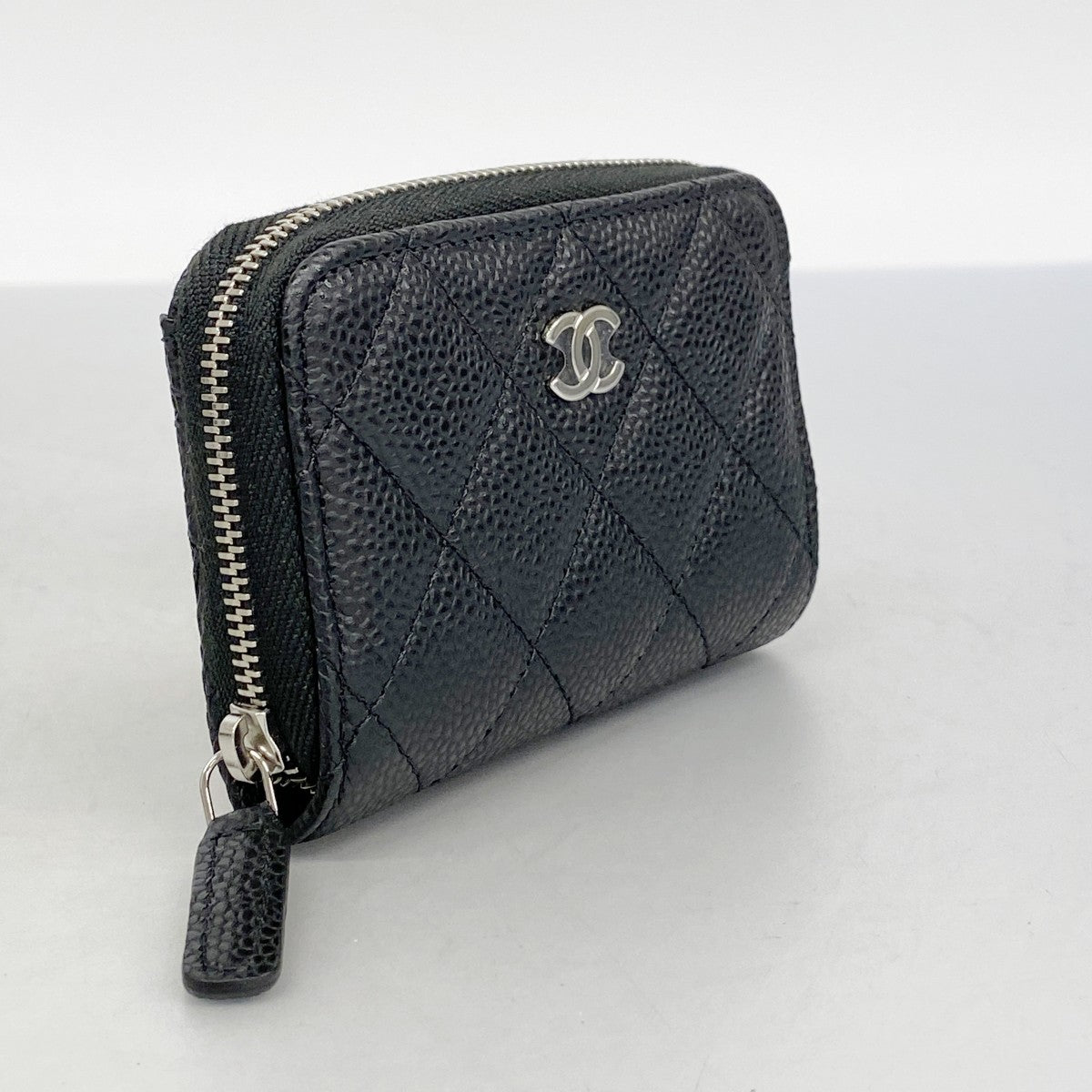 5pd5731】シャネル コインケース マトラッセ キャビアスキン ブラック