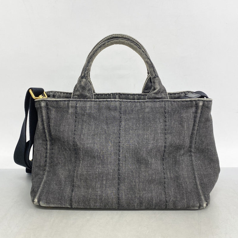 5pd5793-k】プラダ トートバッグ カナパ デニム ブラック ゴールド金具