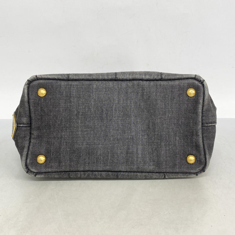 5pd5793-k】プラダ トートバッグ カナパ デニム ブラック ゴールド金具