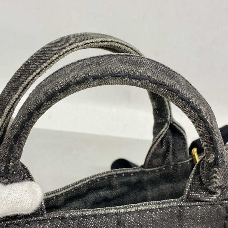 5pd5793-k】プラダ トートバッグ カナパ デニム ブラック ゴールド金具