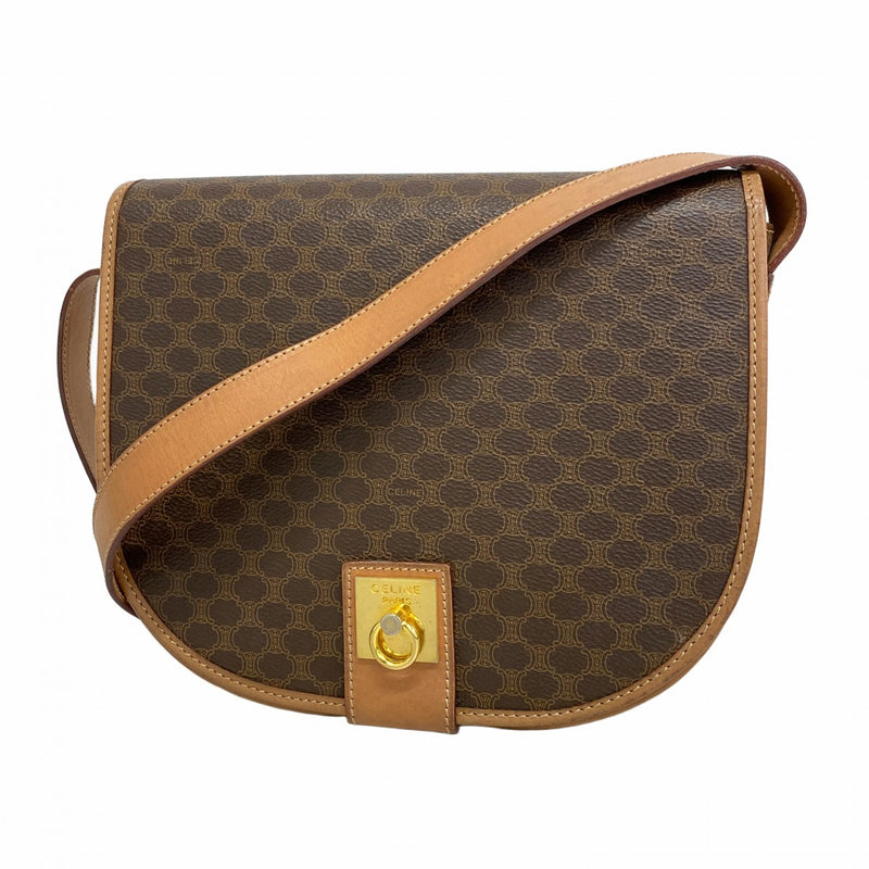 5pd5794-k】セリーヌ ショルダーバッグ マカダム PVC ブラウン