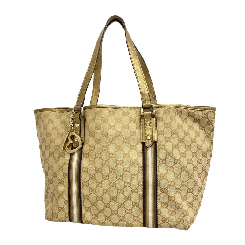 GUCCI グッチGGキャンバス レザー 本革トート バッグ　ゴールド金具 グッチ GGキャンバス トートバッグ レザー ゴールド金具 バッグ