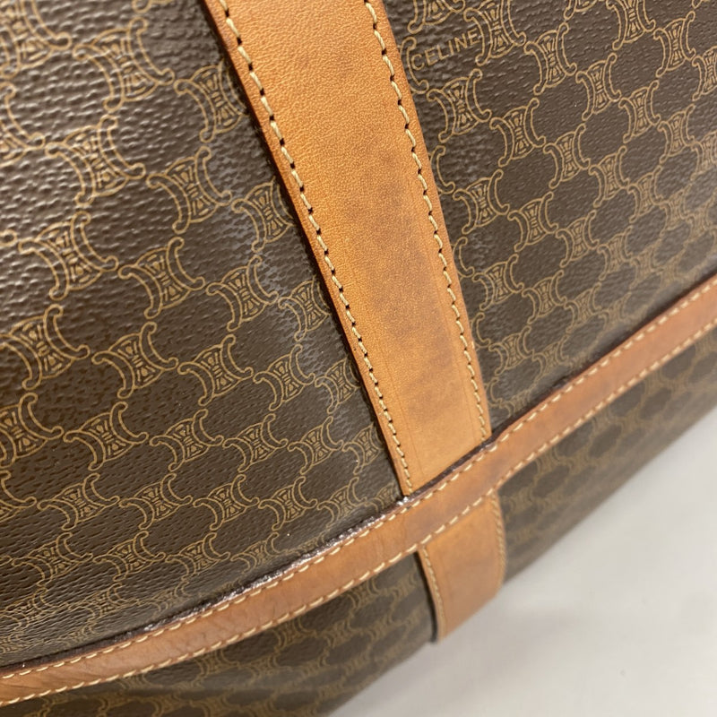 【特大容量/美品】セリーヌ　ボストンバッグ　マカダム　レザー　ゴールド金具 CELINE オールドセリーヌ トリオンフ(マカダム) 総柄 ボストンバッグ