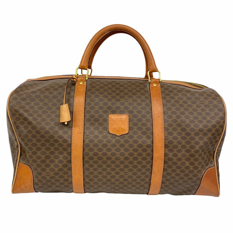 5pd6082】セリーヌ ボストンバッグ マカダム PVC ブラウン ゴールド