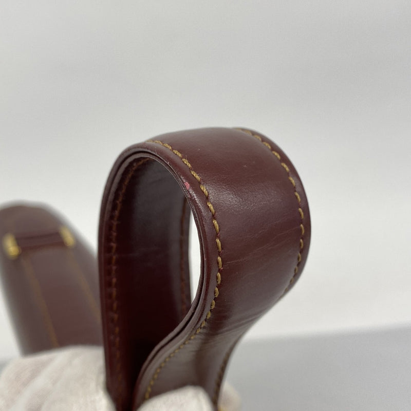 5pd6089】カルティエ ハンドバッグ マスト レザー ボルドー ゴールド