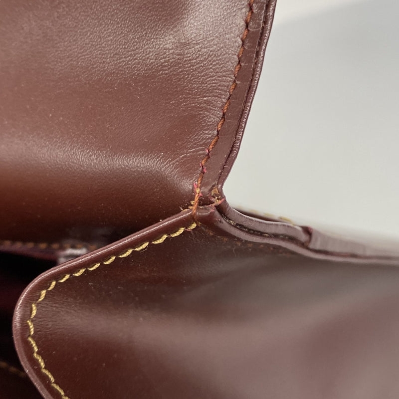 5pd6089】カルティエ ハンドバッグ マスト レザー ボルドー ゴールド