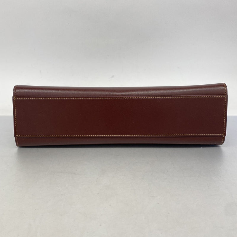 5pd6089】カルティエ ハンドバッグ マスト レザー ボルドー ゴールド