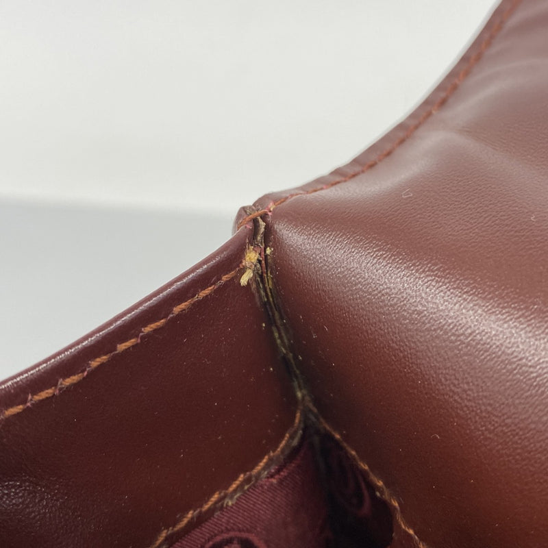 5pd6089】カルティエ ハンドバッグ マスト レザー ボルドー ゴールド