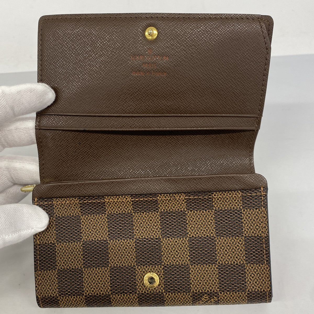 5pd6098】ルイヴィトン 財布 ダミエ ポルトモネビエトレゾール N61730