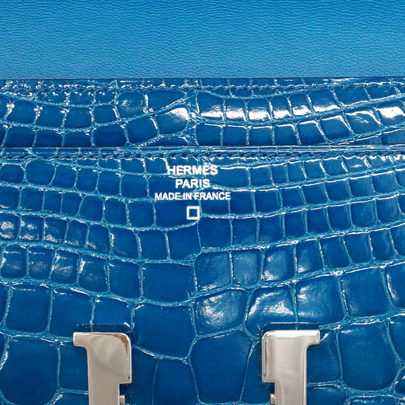 5pd6136】エルメス 長財布 コンスタンス ロング アリゲーター ブルー
