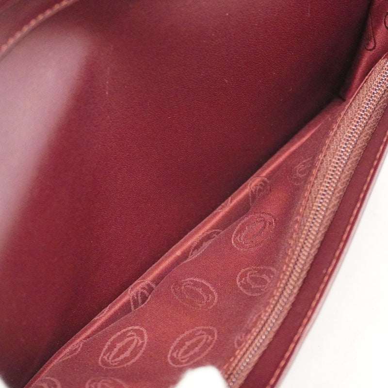 5pd6619】カルティエ 長財布 マスト レザー ボルドー ゴールド金具