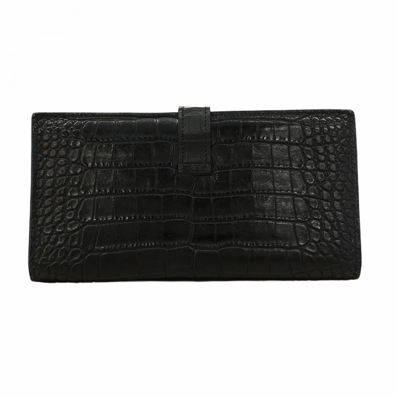 5pd6673】エルメス 長財布 ベアンスフレ アリゲーター ブラック
