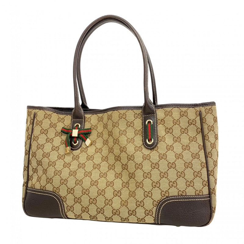 グッチ トートバッグ GGキャンバス シェリーライン ブラウン 5pd6723】グッチ トートバッグ GGキャンバス/シェリーライン 163805