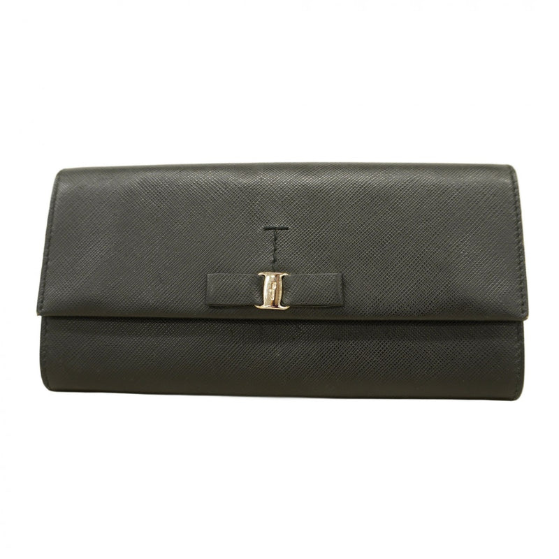 5pe6867】サルヴァトーレフェラガモ 長財布 ヴァラ レザー ブラック