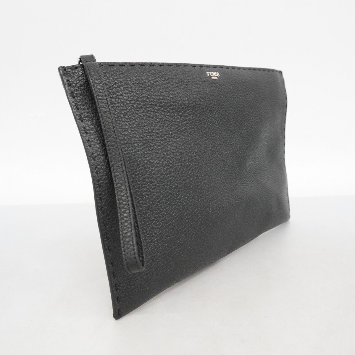 5pe6868】フェンディ クラッチバッグ セレリア レザー ブラック