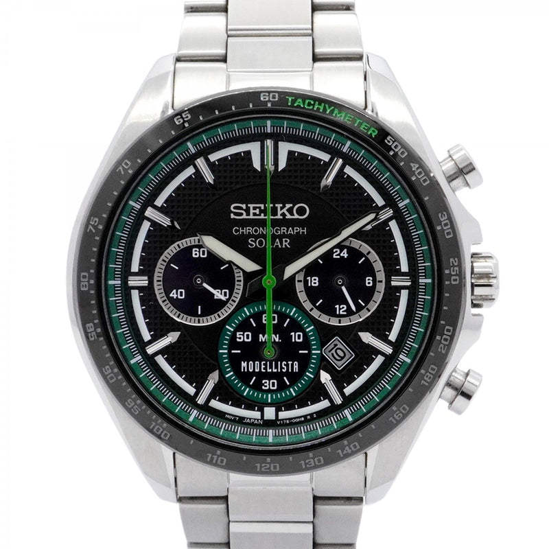 【5wwg0202】セイコー SEIKO × TOYOTA MODELLISTA V175-0FB0 黒文字盤【中古】腕時計 メンズ
