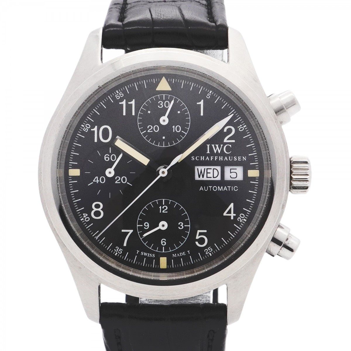 【5wwi0052】IWC アイダブリューシー シャフハウゼン メカニカルフリーガー 3706-03 黒文字盤【中古】腕時計 メンズ