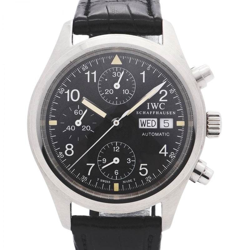 【5wwi0052】IWC アイダブリューシー シャフハウゼン メカニカルフリーガー 3706-03 黒文字盤【中古】腕時計 メンズ