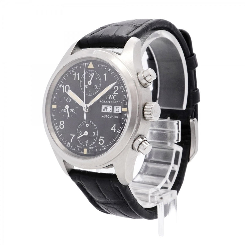 【5wwi0052】IWC アイダブリューシー シャフハウゼン メカニカルフリーガー 3706-03 黒文字盤【中古】腕時計 メンズ