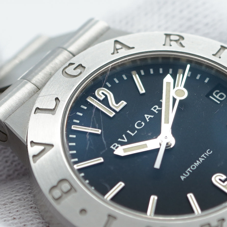 ★SALE【5wwi0189】ブルガリ ディアゴノ LCV29S 黒文字盤【中古】腕時計 レディース