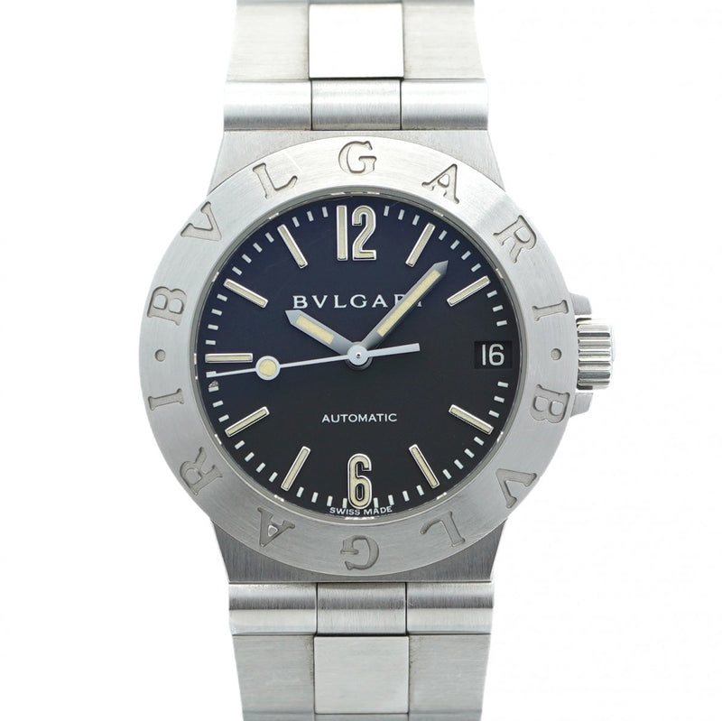 ★SALE【5wwi0189】ブルガリ ディアゴノ LCV29S 黒文字盤【中古】腕時計 レディース