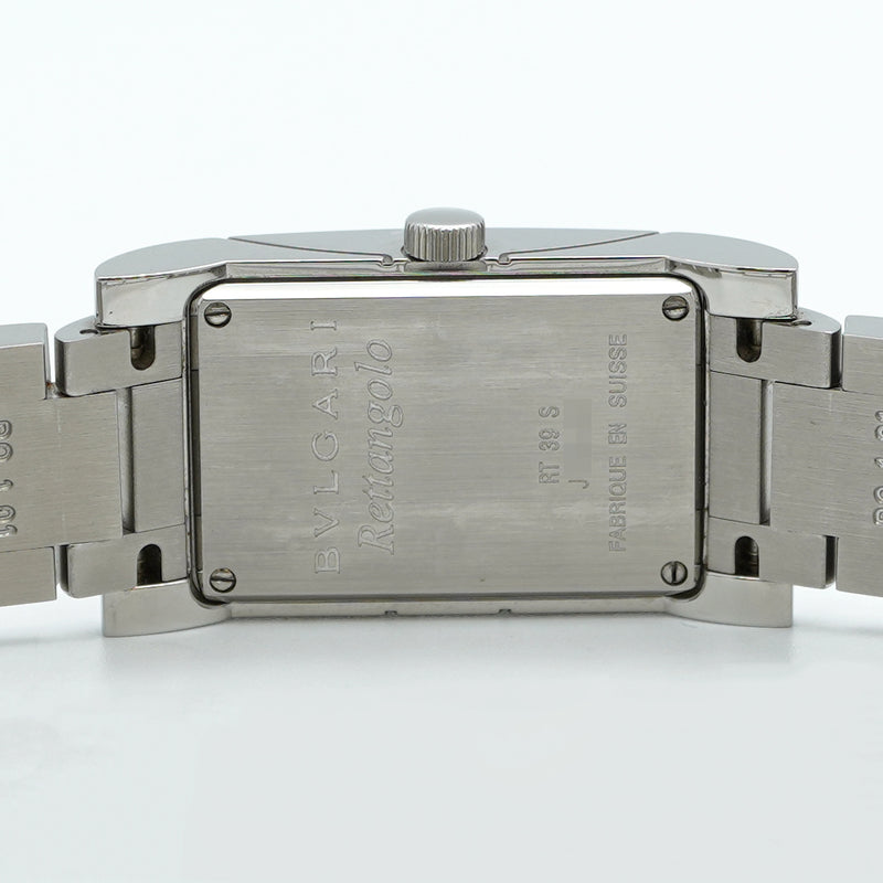 ★SALE【5wwi0201】ブルガリ レッタンロゴ RT39S 黒文字盤【中古】腕時計 レディース
