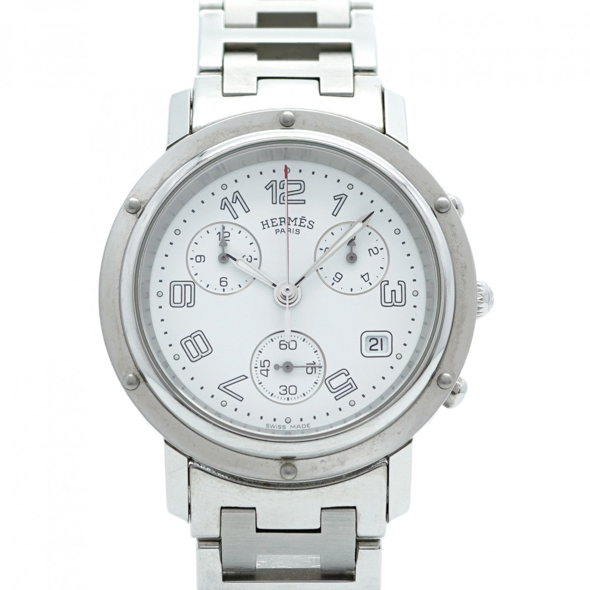 ★最終価格★SALE【5wwi0217】エルメス クリッパー クロノ CL1.910 白文字盤【中古】腕時計 メンズ