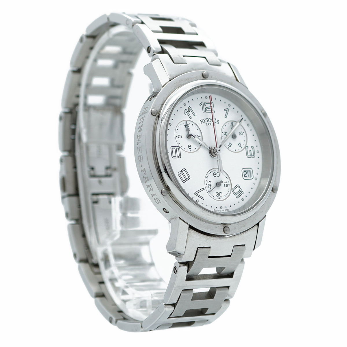 ★最終価格★SALE【5wwi0217】エルメス クリッパー クロノ CL1.910 白文字盤【中古】腕時計 メンズ
