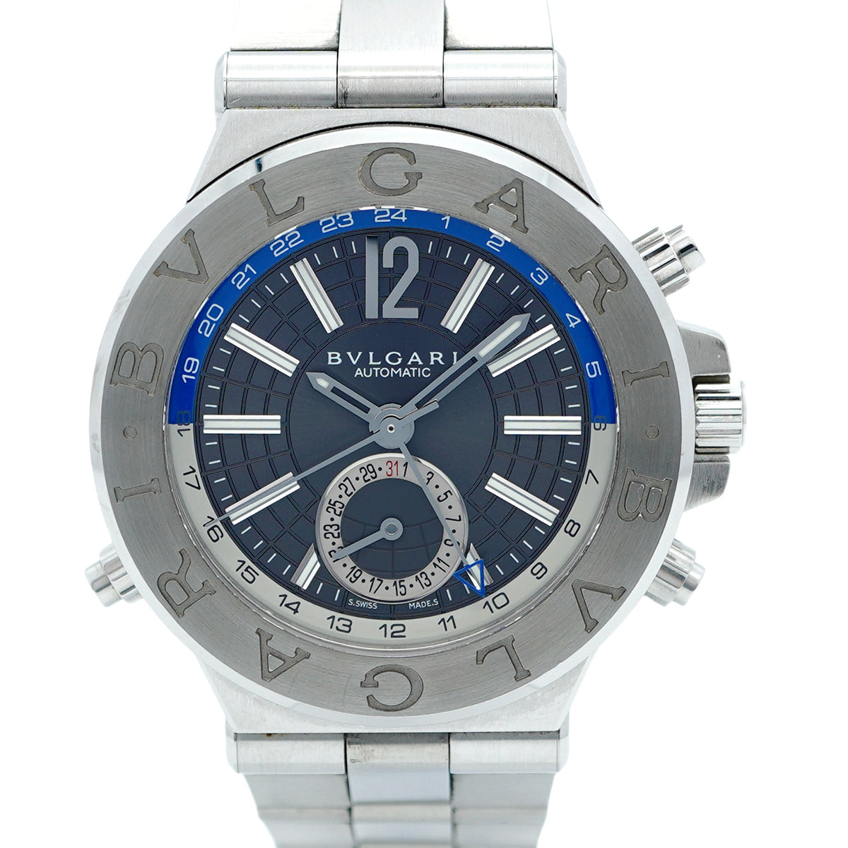 ★SALE【5wwm0060】ブルガリ ディアゴノ DG40S グレー文字盤【中古】腕時計 メンズ