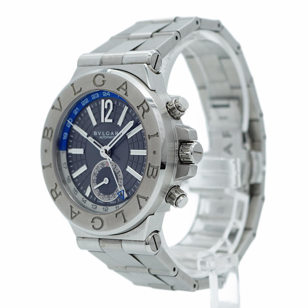 ★SALE【5wwm0060】ブルガリ ディアゴノ DG40S グレー文字盤【中古】腕時計 メンズ