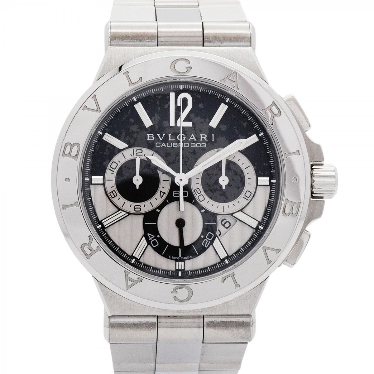 ★最終価格★SALE【5wwm0180】ブルガリ ディアゴノ DG42SCH シルバー/ブラック文字盤【中古】腕時計 メンズ