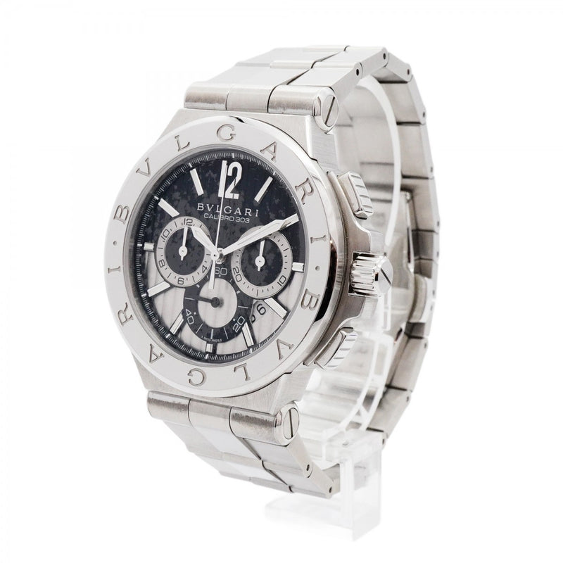 ★最終価格★SALE【5wwm0180】ブルガリ ディアゴノ DG42SCH シルバー/ブラック文字盤【中古】腕時計 メンズ