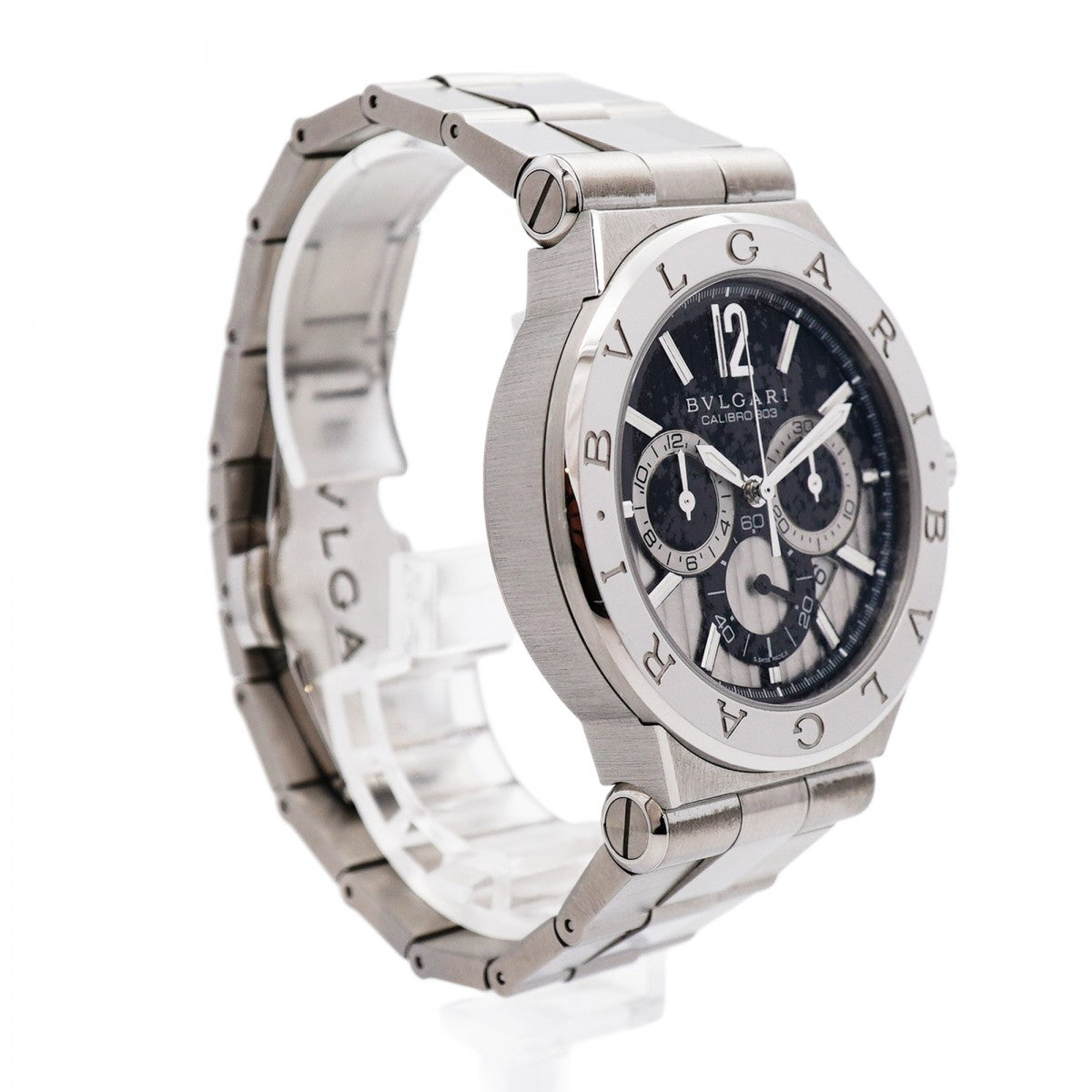 ★最終価格★SALE【5wwm0180】ブルガリ ディアゴノ DG42SCH シルバー/ブラック文字盤【中古】腕時計 メンズ