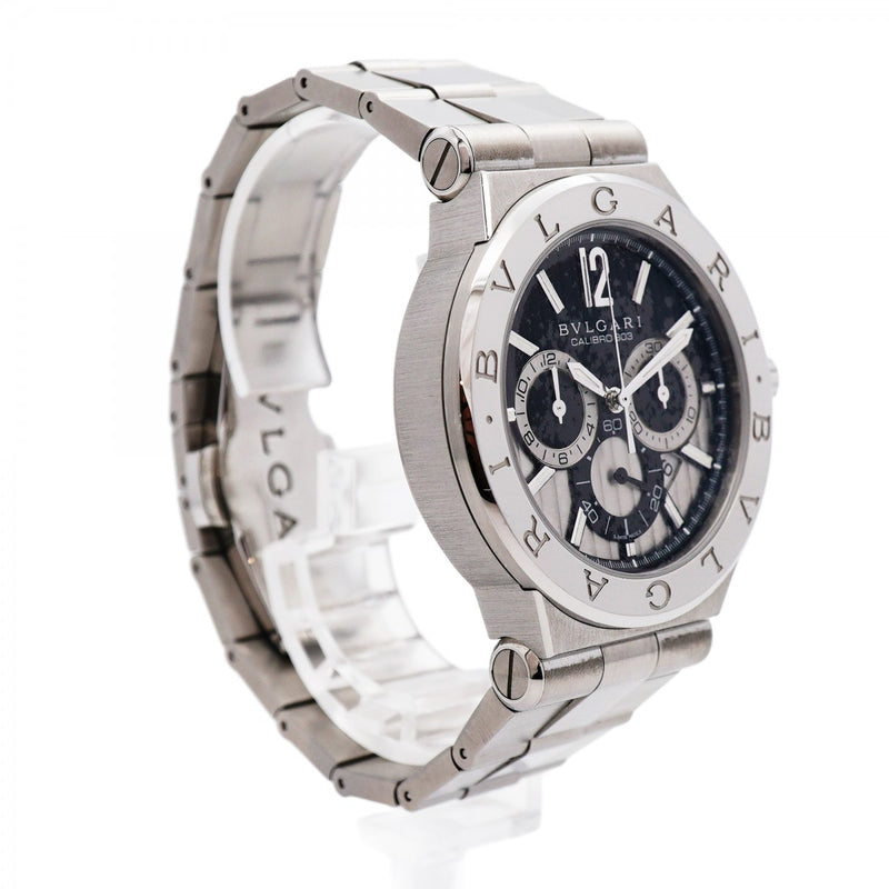 ★最終価格★SALE【5wwm0180】ブルガリ ディアゴノ DG42SCH シルバー/ブラック文字盤【中古】腕時計 メンズ