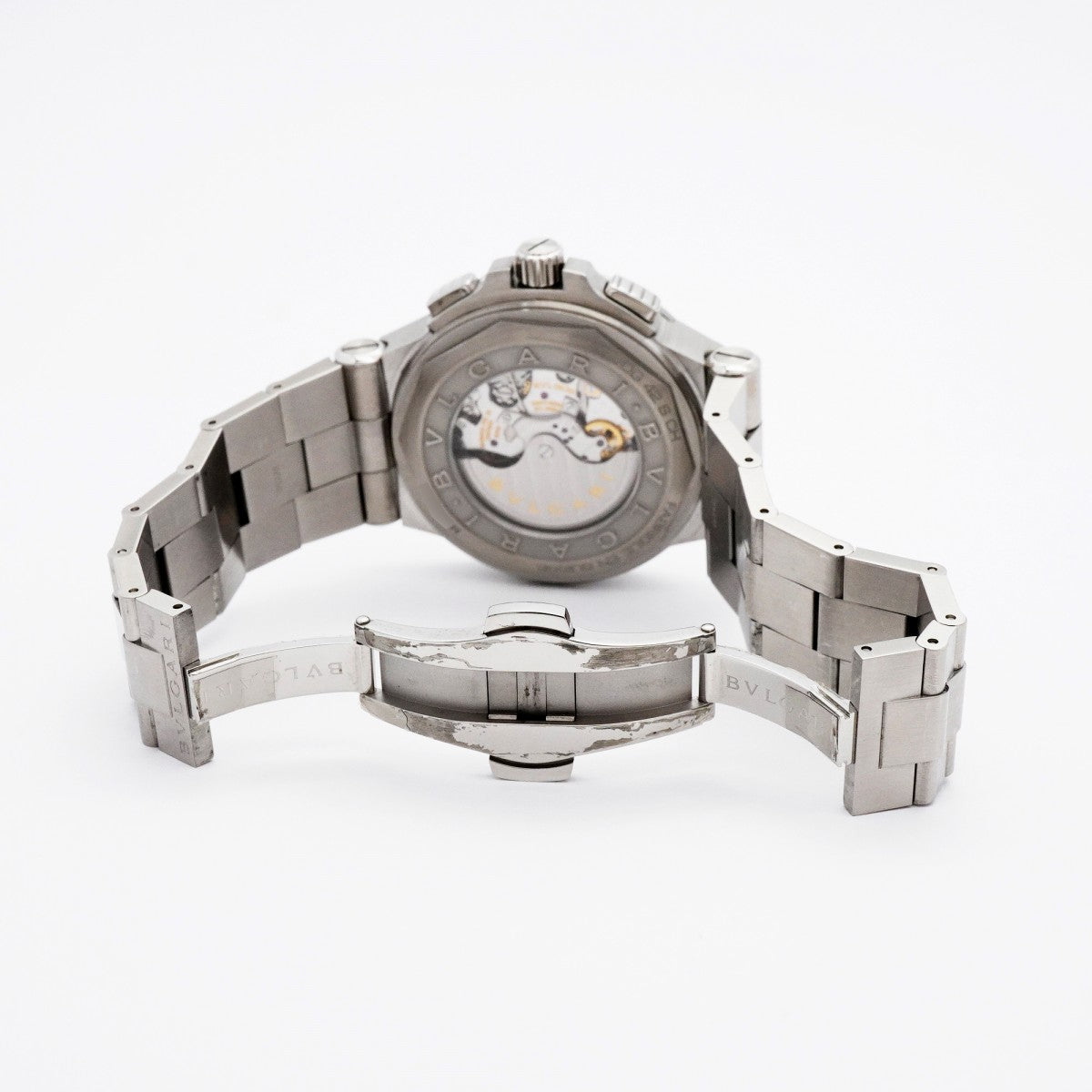 ★最終価格★SALE【5wwm0180】ブルガリ ディアゴノ DG42SCH シルバー/ブラック文字盤【中古】腕時計 メンズ