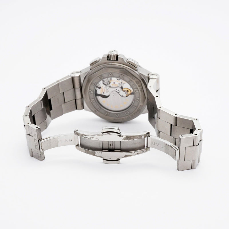 ★最終価格★SALE【5wwm0180】ブルガリ ディアゴノ DG42SCH シルバー/ブラック文字盤【中古】腕時計 メンズ