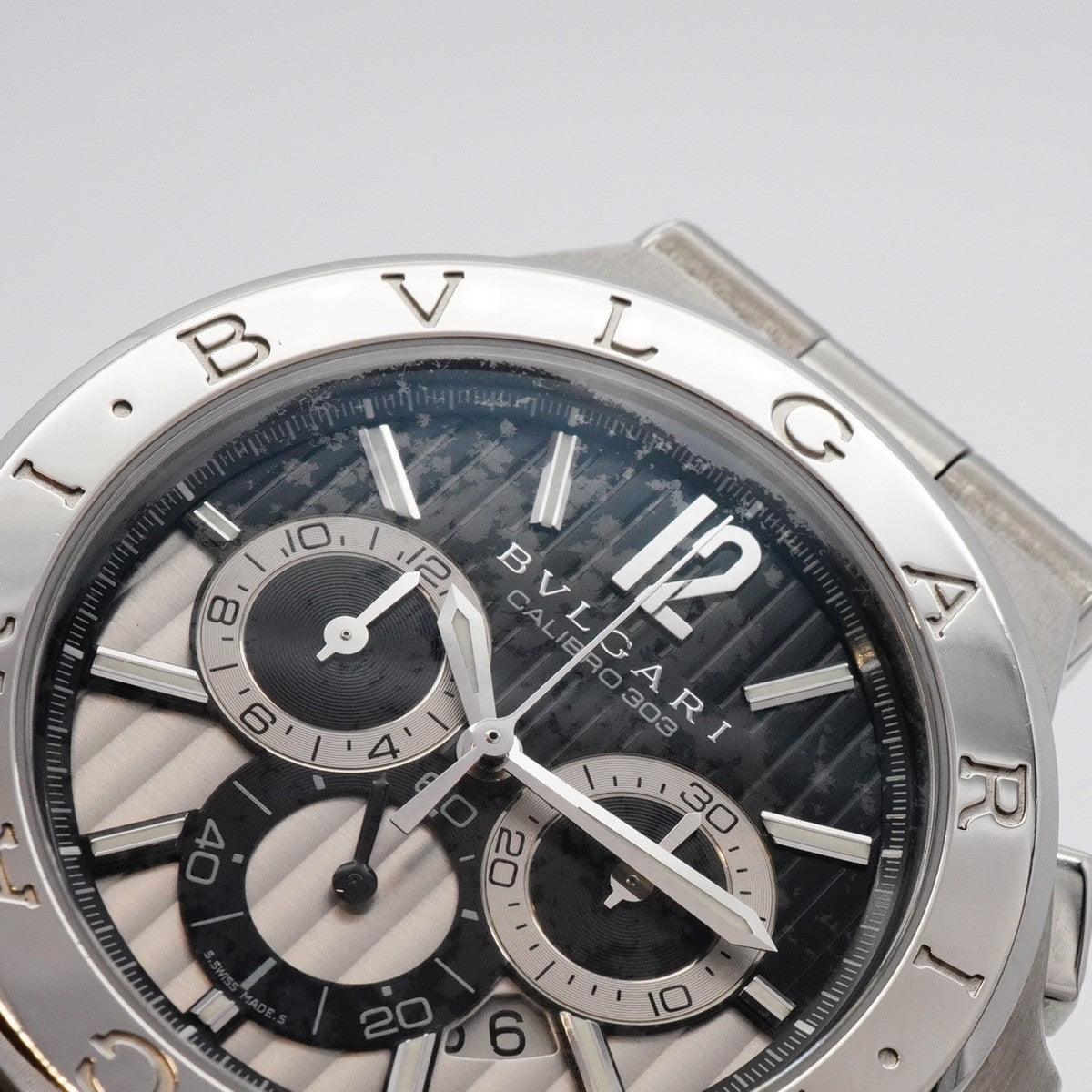 ★最終価格★SALE【5wwm0180】ブルガリ ディアゴノ DG42SCH シルバー/ブラック文字盤【中古】腕時計 メンズ