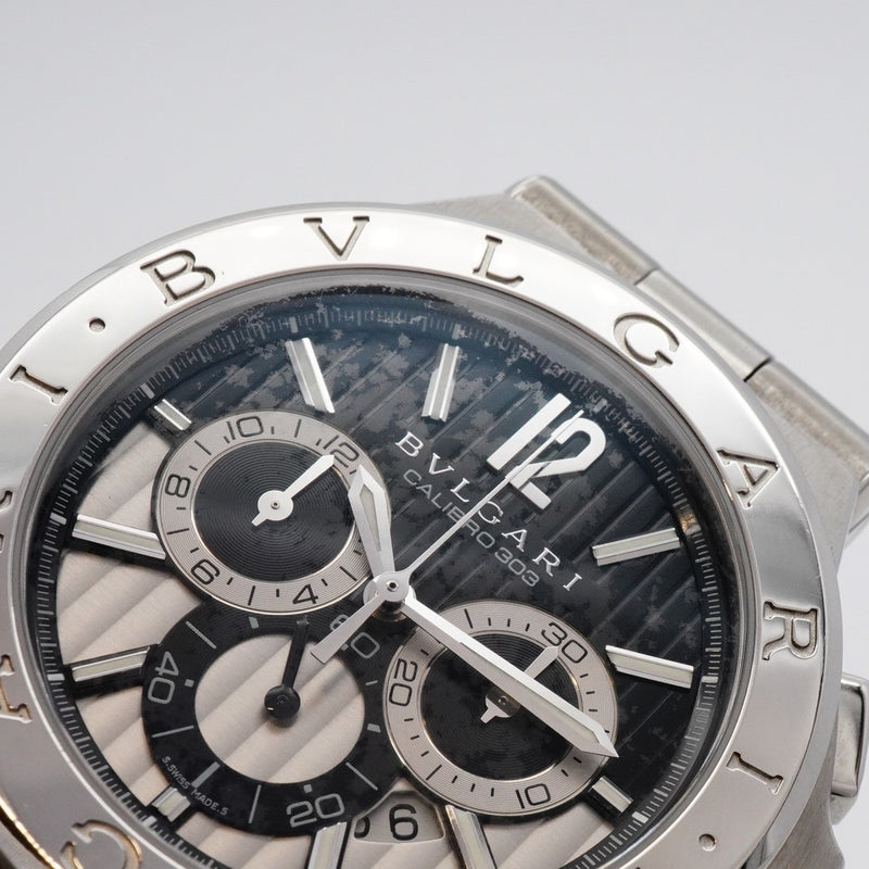 ★最終価格★SALE【5wwm0180】ブルガリ ディアゴノ DG42SCH シルバー/ブラック文字盤【中古】腕時計 メンズ