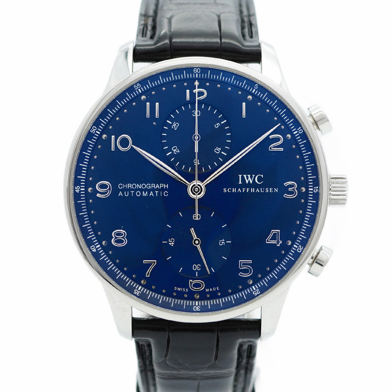 ★SALE【5wwm0252】IWC アイダブリューシー シャフハウゼン ポルトギーゼ IW371491 ネイビー文字盤【中古】腕時計 メンズ