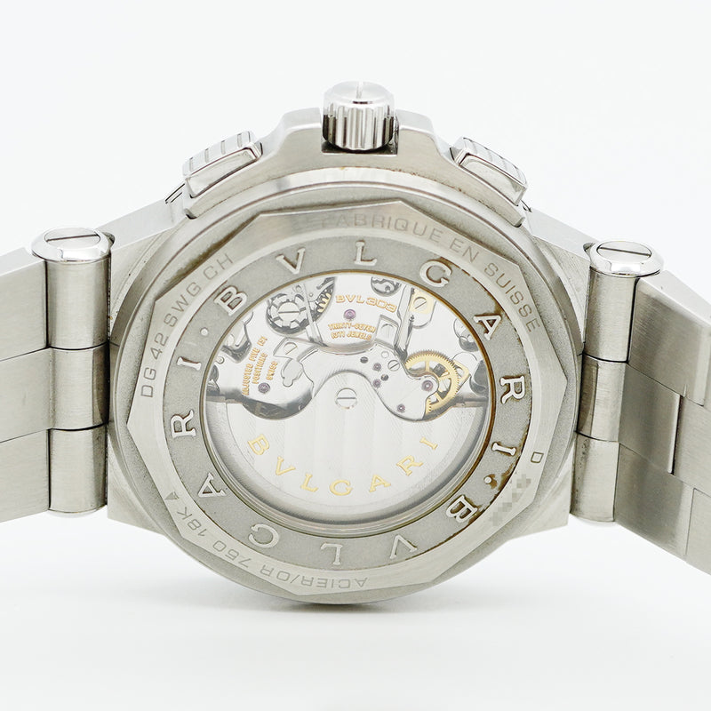 【5wwm0285】ブルガリ ディアゴノ カリブロ303 DG42C14SWGSDCH グレー文字盤【中古】腕時計 メンズ