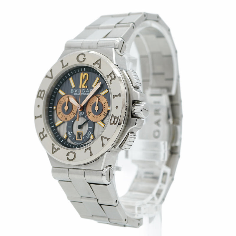 【5wwm0285】ブルガリ ディアゴノ カリブロ303 DG42C14SWGSDCH グレー文字盤【中古】腕時計 メンズ