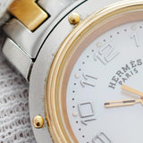 【5wwm0288】エルメス クリッパー CL4.221 ピンク文字盤【中古】腕時計 レディース