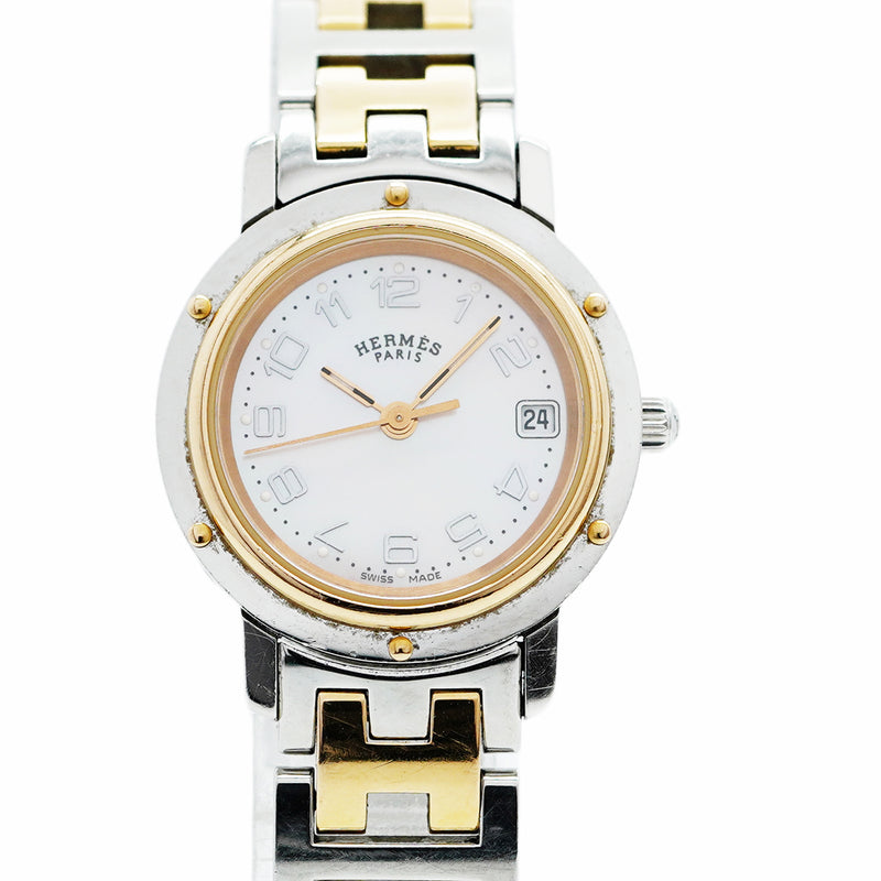 【5wwm0288】エルメス クリッパー CL4.221 ピンク文字盤【中古】腕時計 レディース