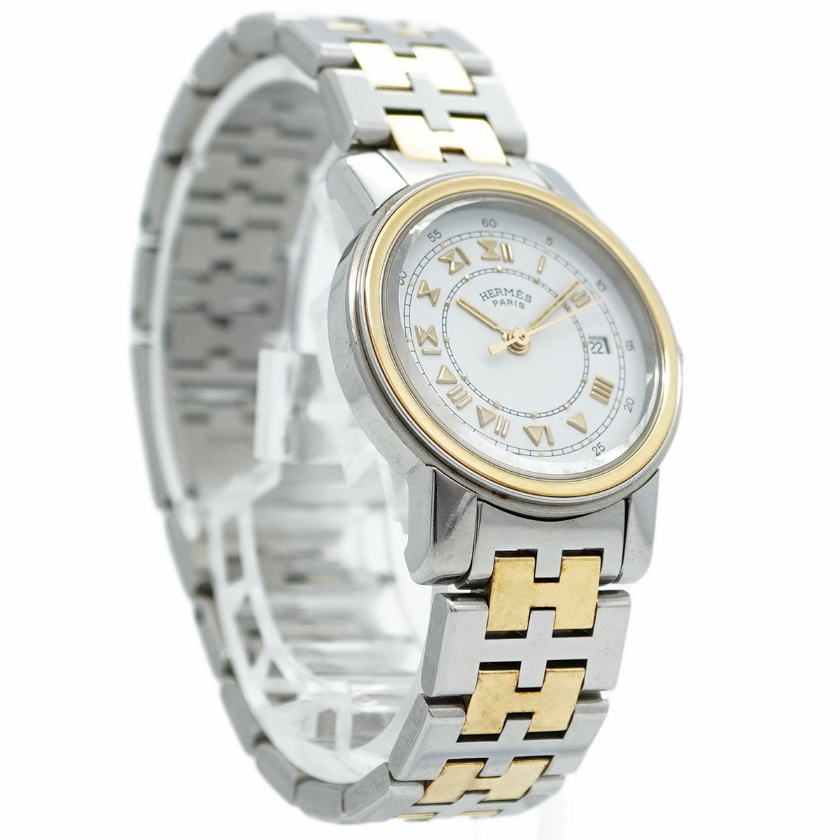 【5wwm0302】エルメス キャリック CA1.220 白文字盤【中古】腕時計 レディース